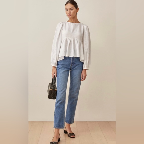 NWOT Reformation Rumi Linen Top in White - Picture 5 of 11